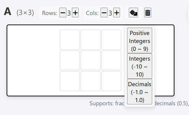 Matrix calculator random
