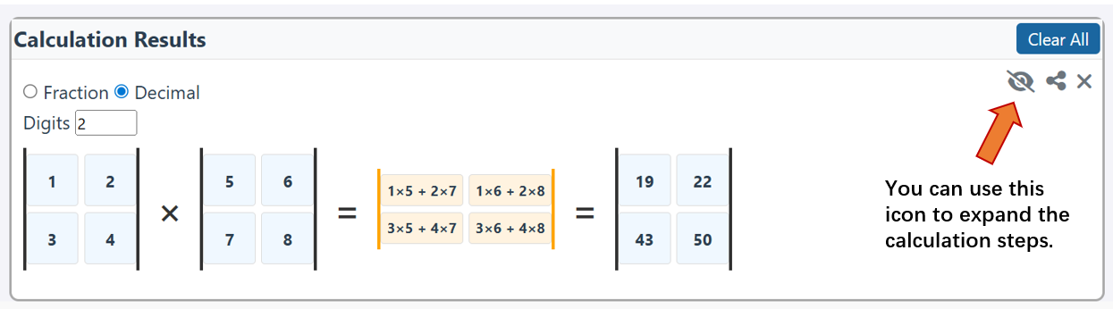Matrix calculator step