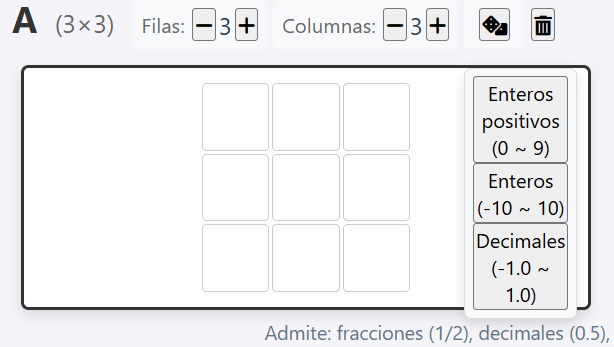 Calculadora de matrices aleatoria